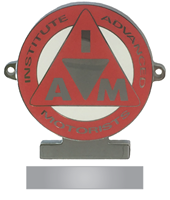 Picture of D40 Red chrome enamel car badge with personal engraving.